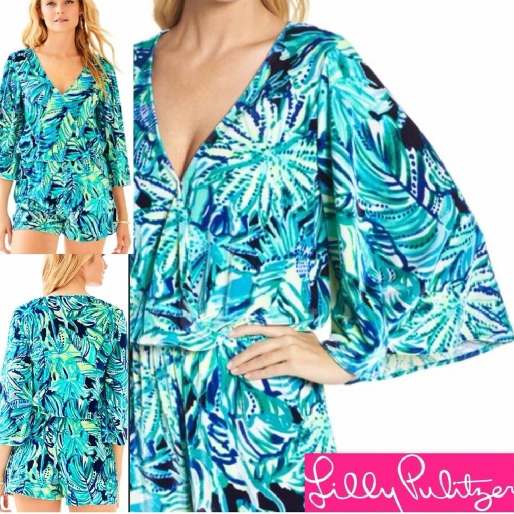 Lilly Pulitzer Viviana Velour Romper with Bell Sleeves Size Medium NWOT